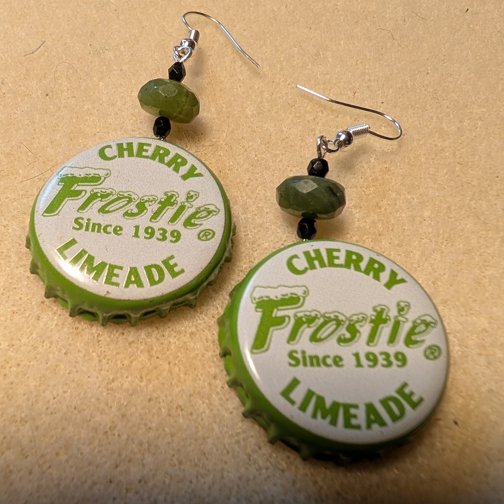 Green and Silver Circular Earrings with Recycled Design